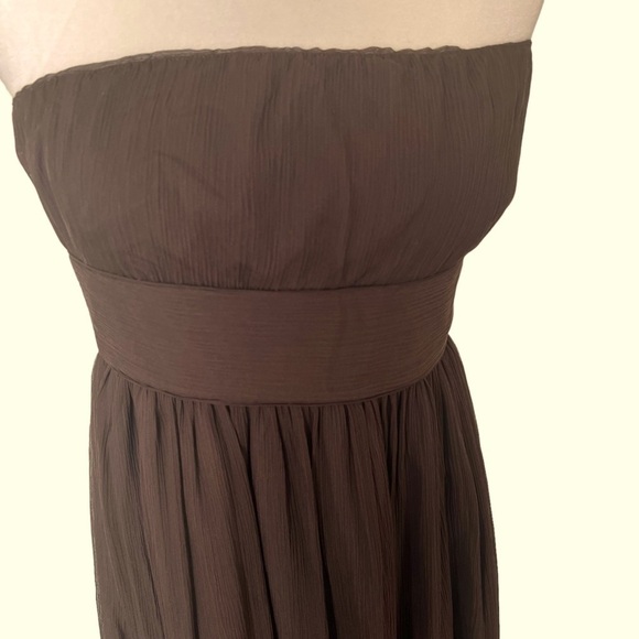 J.Crew Strapless 100% Silk Strapless Brown Dress in Size 10 - Picture 5 of 11